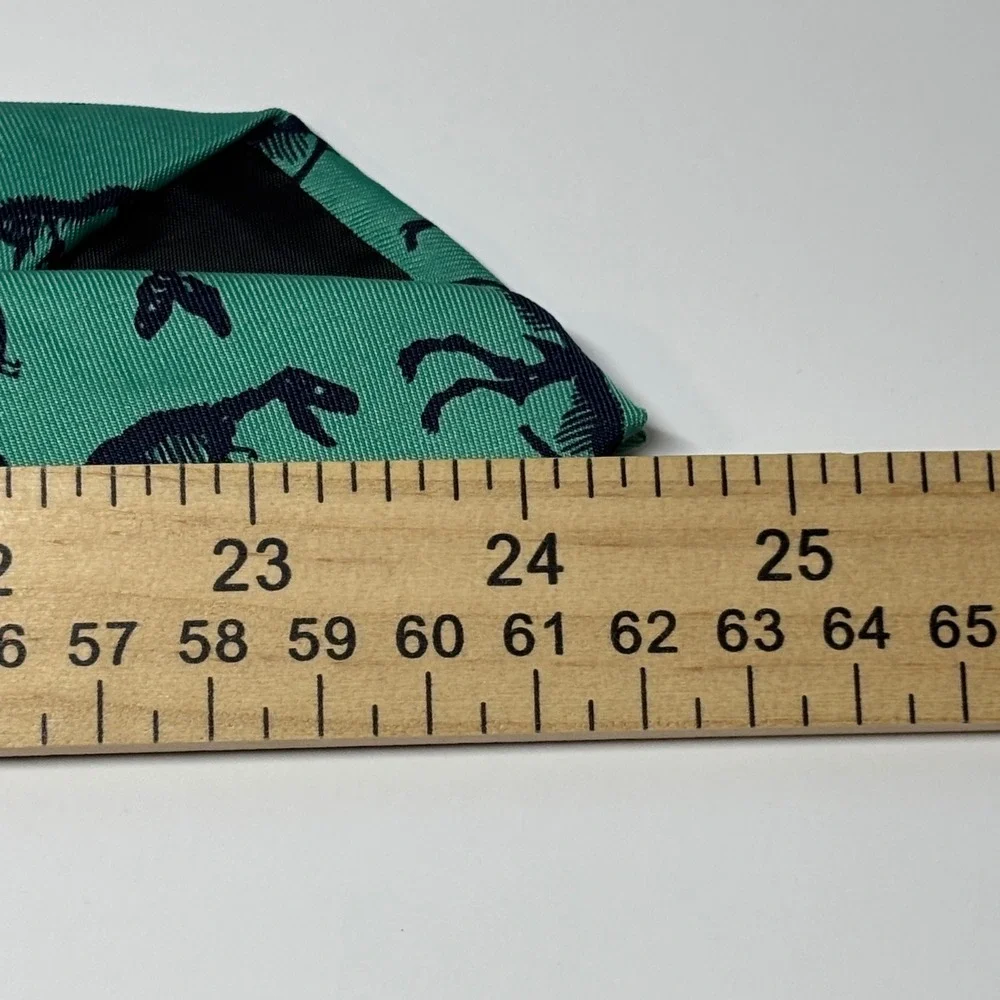 Wembley Necktie Kids OS Green Dinosaur Skeleton Fossil Print Polyester 49 inch